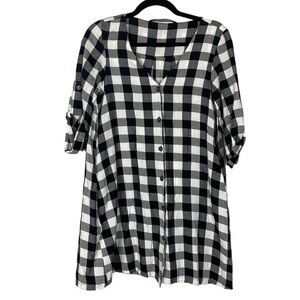 Zara black and white plaid button front dress